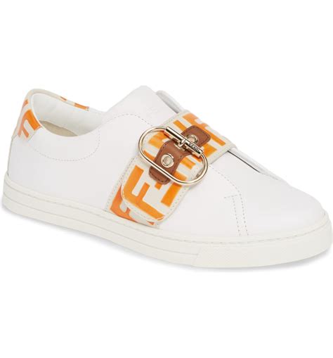 fendi pearland logo slip on sneaker|FENDI Vitello FF Embossed Pearland Slip On Sneakers 37.